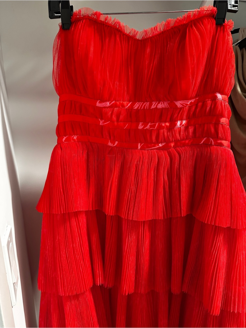 Hutch Strapless Tiered Red Gown - Picture 5 of 6